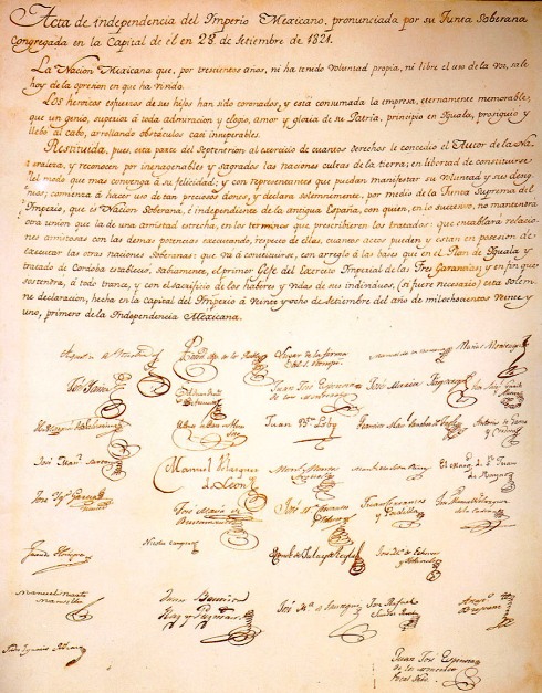 Acta de independencia del Imperio Mexicano | 28 de septiembre de 1821